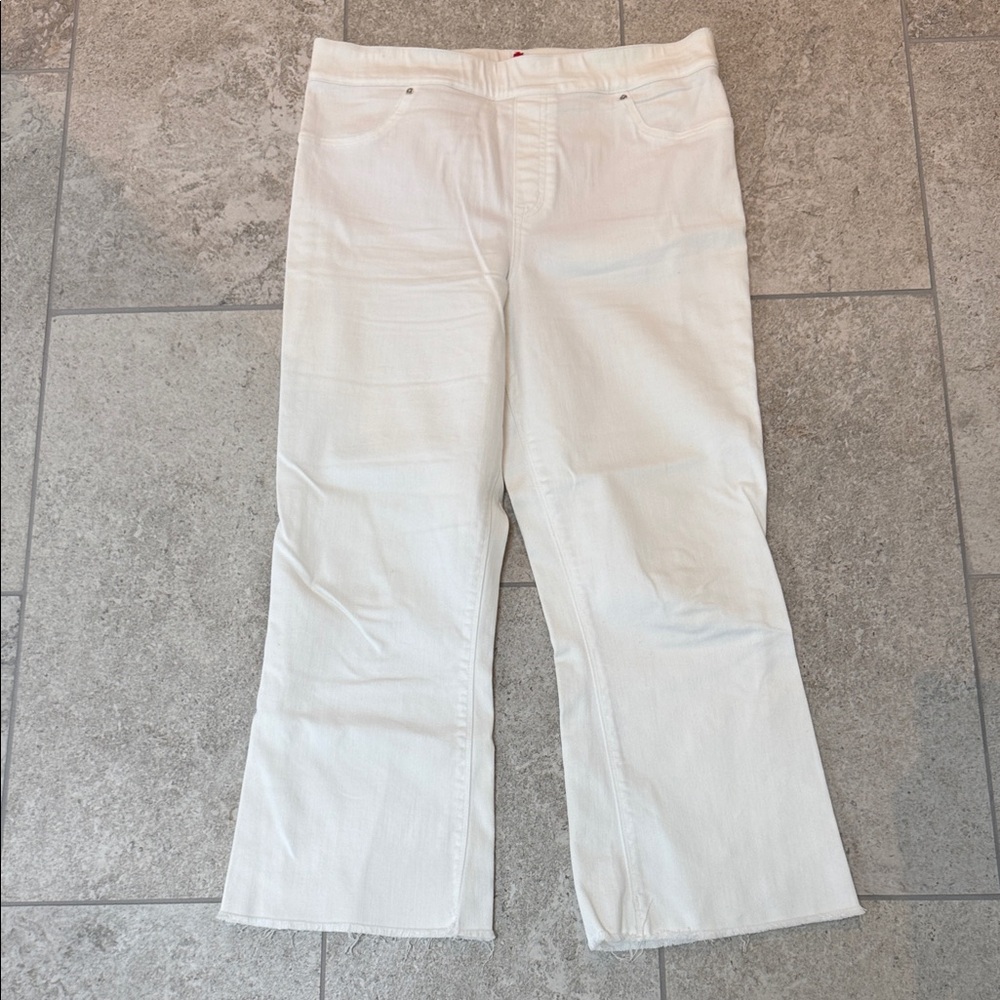 SPANX white flare capri jeans